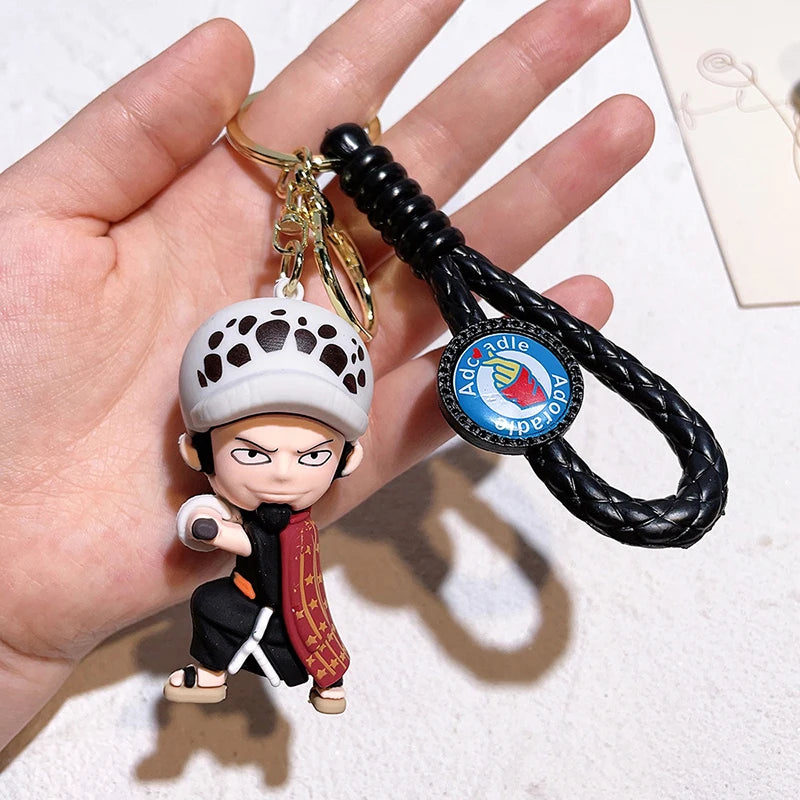 1Pc Anime One Piece Figure Keychain Luffy Chopper Zoro Usopp Sabo Kawaii Doll Keyring PVC Collectible Model Toy Kid Gift