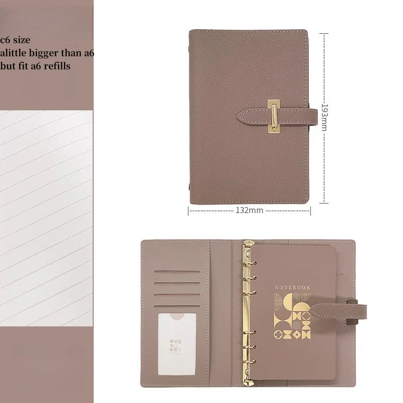A7/C6/M5/A5 High Quality Business Office Diary Journal Notebook Retro Pu Leather Binder Record Meeting Notepad Notebook