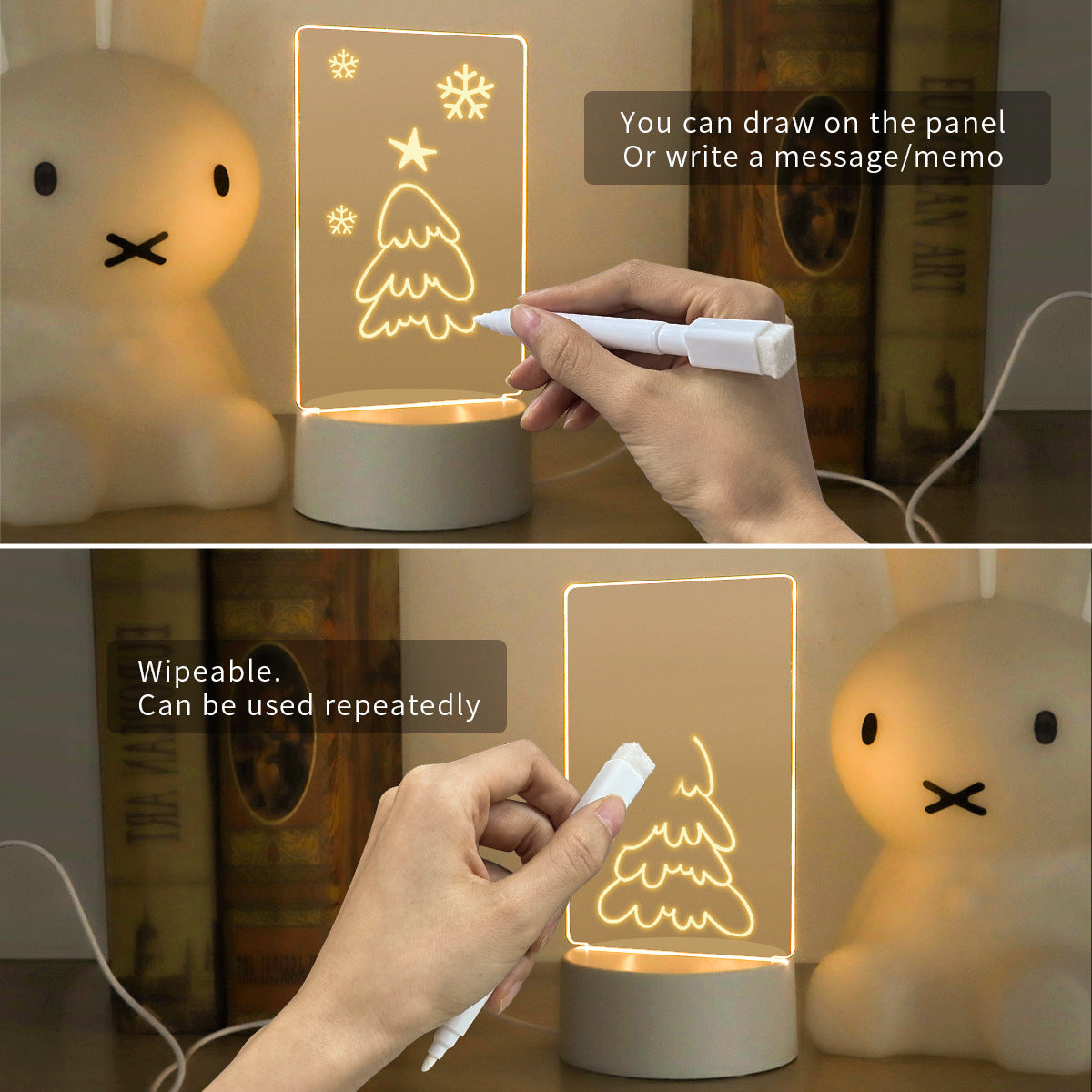 LED Light Note Board Usb Desktop Night Light Luminous Handmade Writing Board