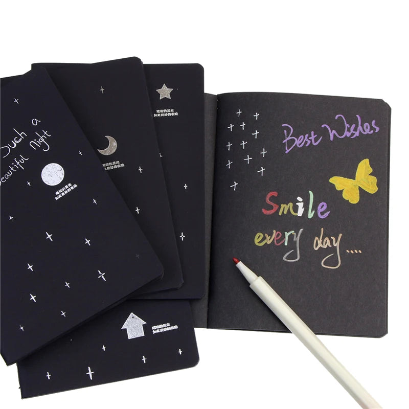 1 PCS A6 Sketchbook Diary for Drawing Painting Graffiti Soft Cover Black Paper Sketch Book Notebook Office School Supplies Gift