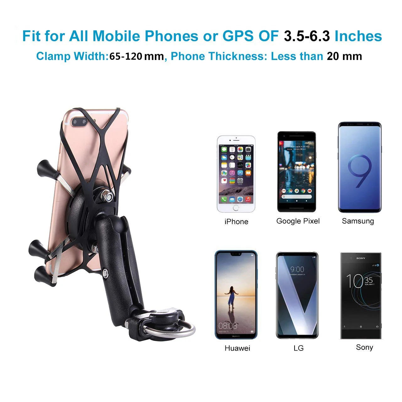Adjustable Lazy Cell Phone Holder Motorcycle Rear View Mirror Handlebar Mount Stand Support For Smart Mobile Phone Moto Holder