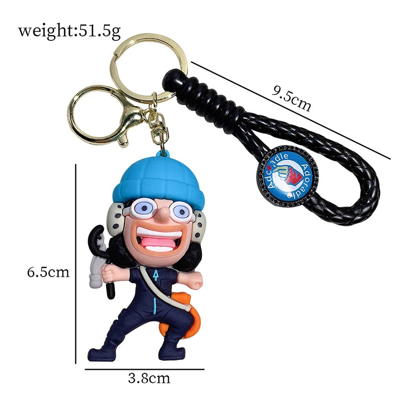 1Pc Anime One Piece Figure Keychain Luffy Chopper Zoro Usopp Sabo Kawaii Doll Keyring PVC Collectible Model Toy Kid Gift