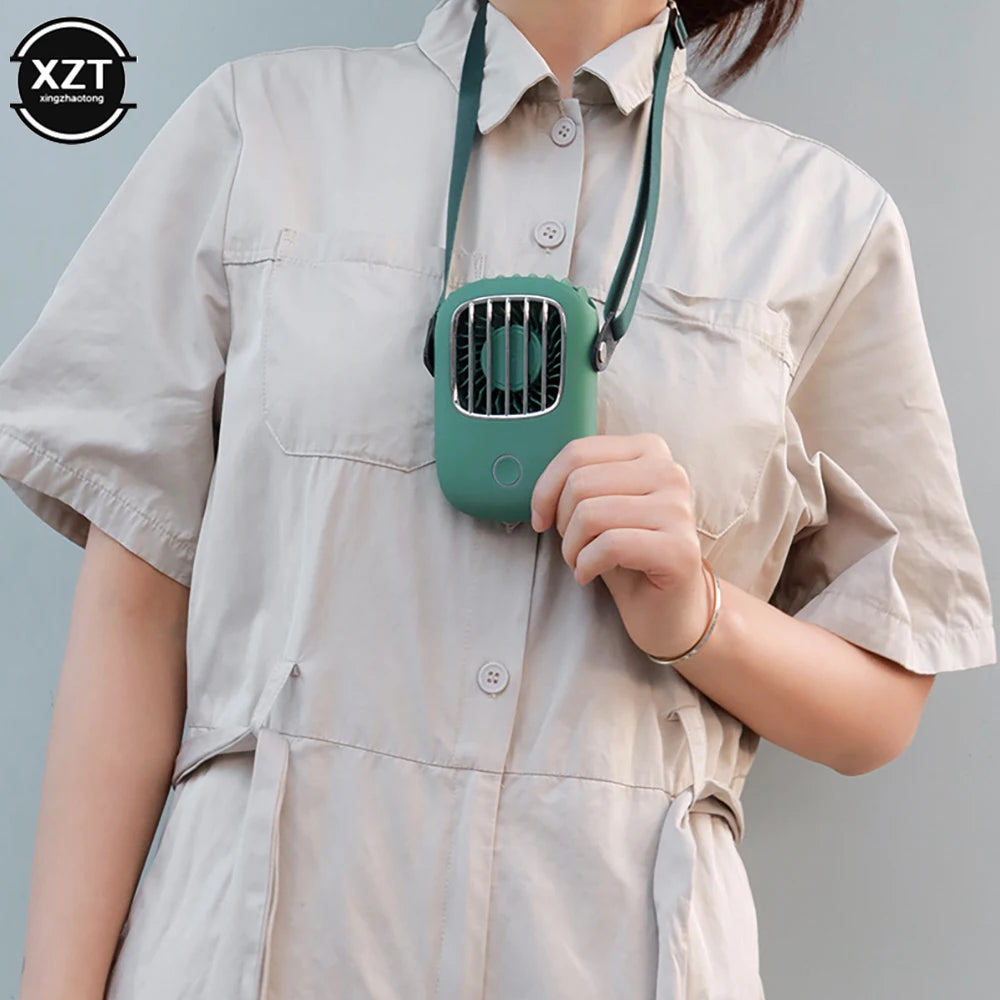 Mini Portable Hanging Neck USB Fan Mute Handheld Desktop Fan with 3 Gears Adjustable Air Cooling Ventilador