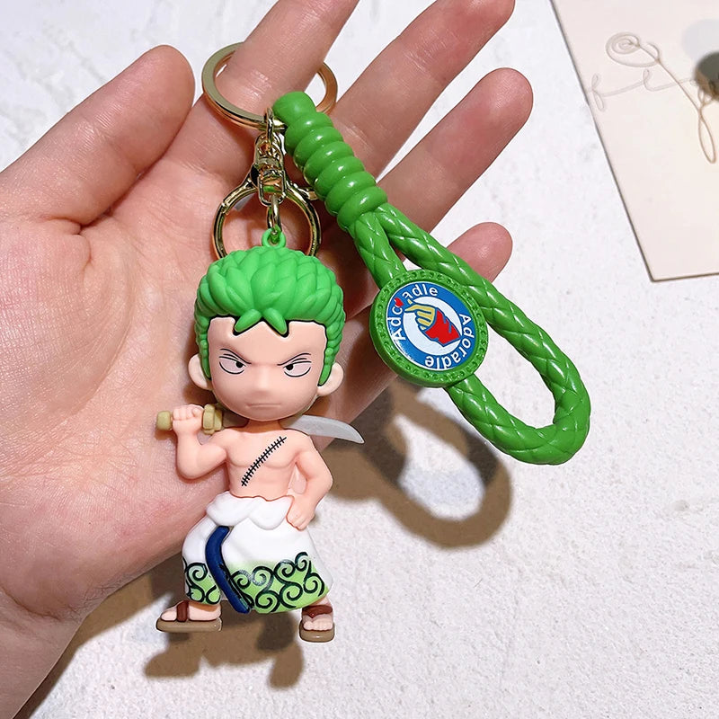 1Pc Anime One Piece Figure Keychain Luffy Chopper Zoro Usopp Sabo Kawaii Doll Keyring PVC Collectible Model Toy Kid Gift
