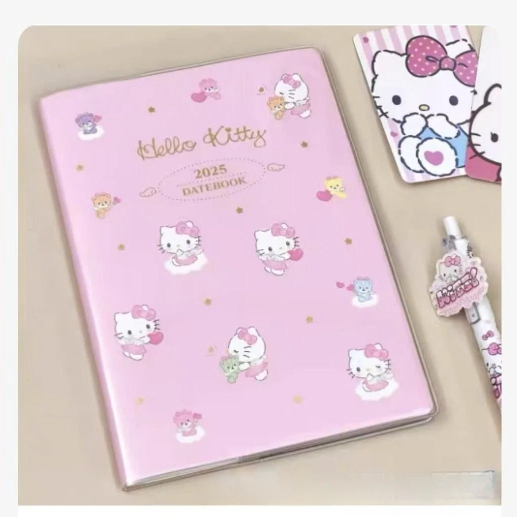 2025 Pink Cute Cat 96 Sheet  Notebook Diary Agenda Planner Paper Cover School Stationery