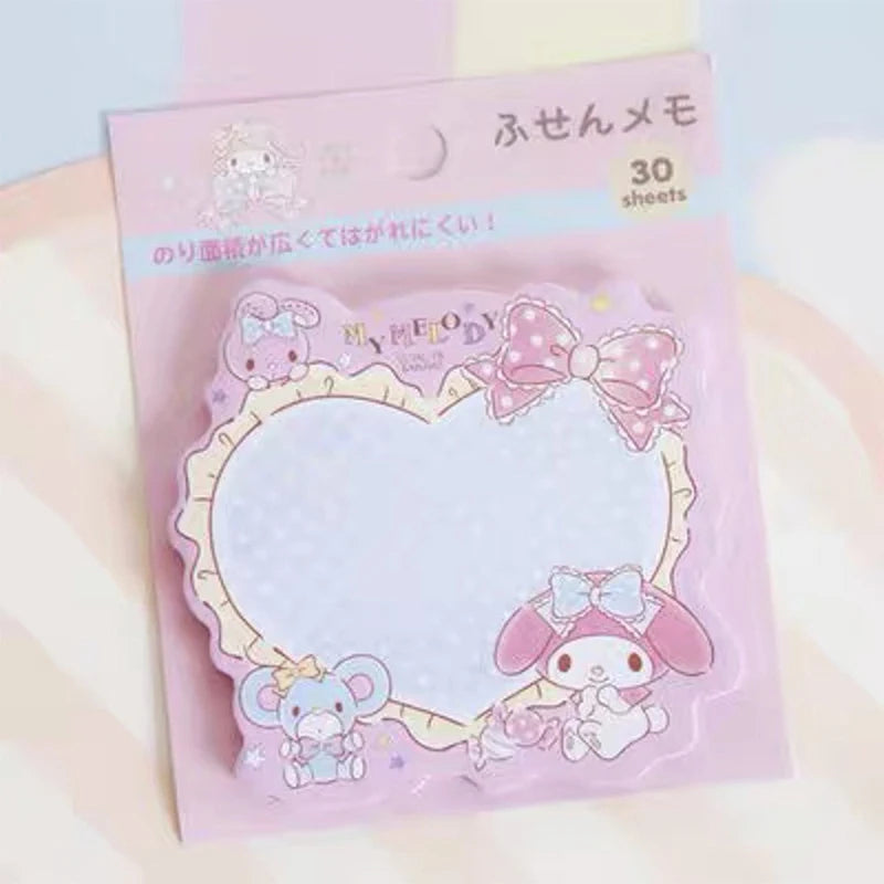30Sheets Kawaii Sanrio Hello Kitty Convenience Book Mylody Kuromi Cinnamoroll Sticky Notes Cute Paste Notepad Student Stationery