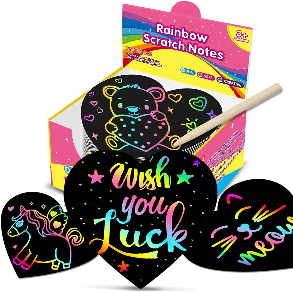 100 Sheets Of Scratch-off Paper Box With Bamboo Pens For Colorful Scratch-off DIY Children's Kindergarten Graffiti Paintings