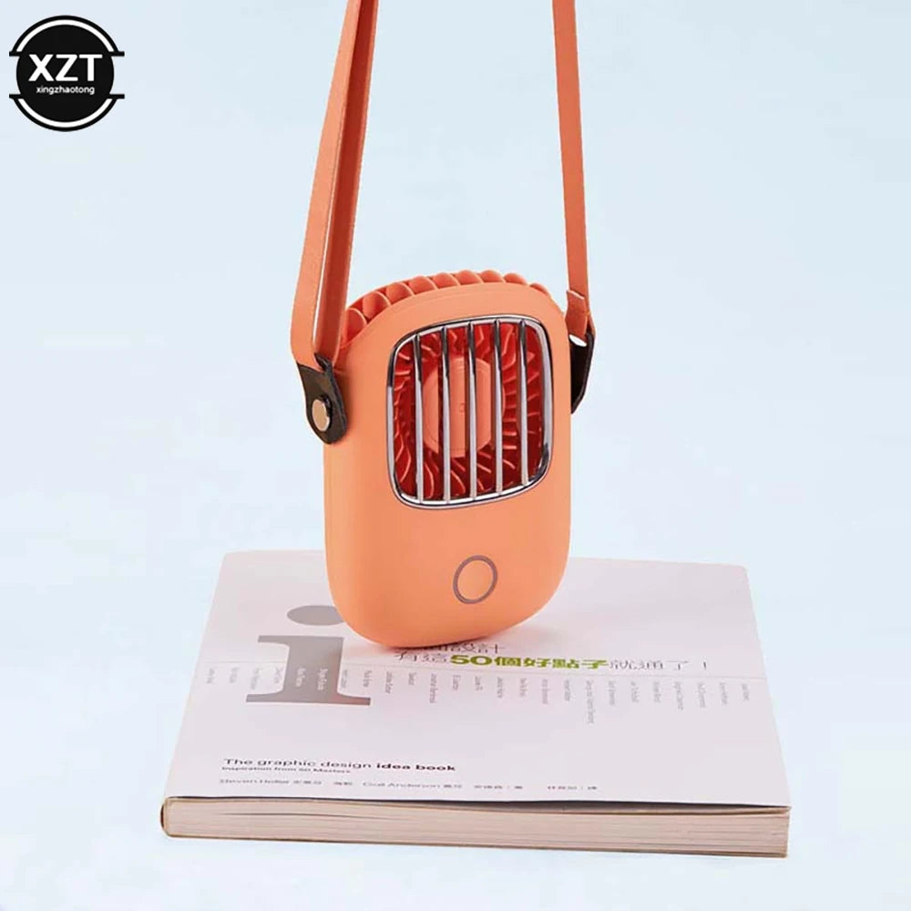 Mini Portable Hanging Neck USB Fan Mute Handheld Desktop Fan with 3 Gears Adjustable Air Cooling Ventilador