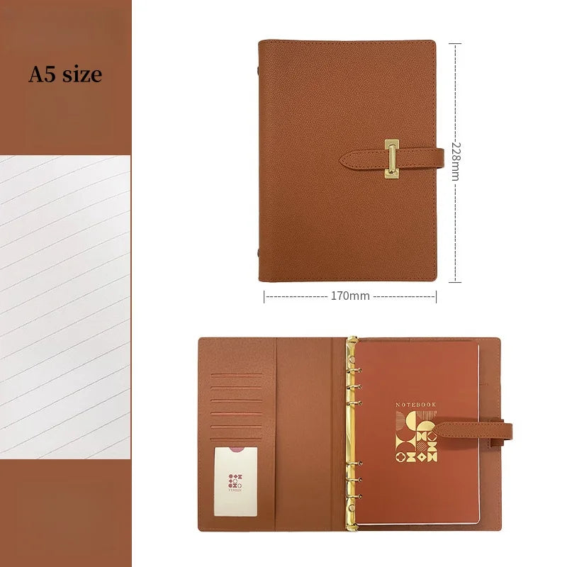 A7/C6/M5/A5 High Quality Business Office Diary Journal Notebook Retro Pu Leather Binder Record Meeting Notepad Notebook