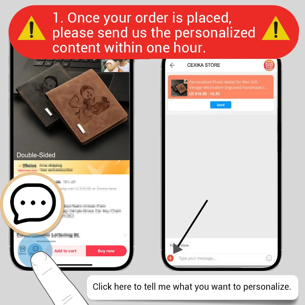 Men's Engraved Photo Wallets Custom Picture & Text Wallet Personalized Birthday Christmas Father's Day Gifts for Him Husband