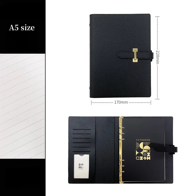 A7/C6/M5/A5 High Quality Business Office Diary Journal Notebook Retro Pu Leather Binder Record Meeting Notepad Notebook