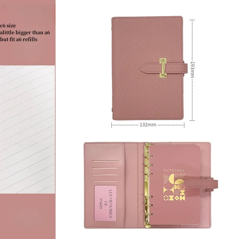 A7/C6/M5/A5 High Quality Business Office Diary Journal Notebook Retro Pu Leather Binder Record Meeting Notepad Notebook