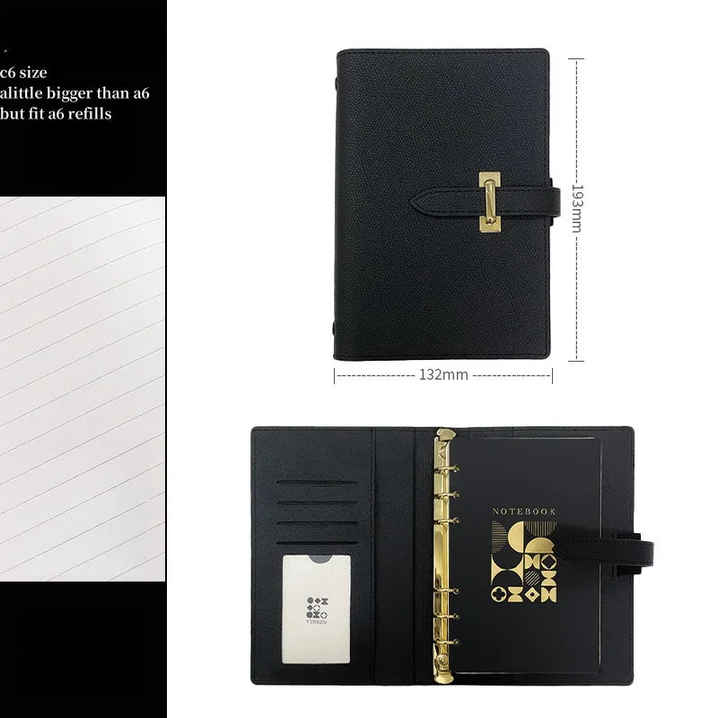 A7/C6/M5/A5 High Quality Business Office Diary Journal Notebook Retro Pu Leather Binder Record Meeting Notepad Notebook