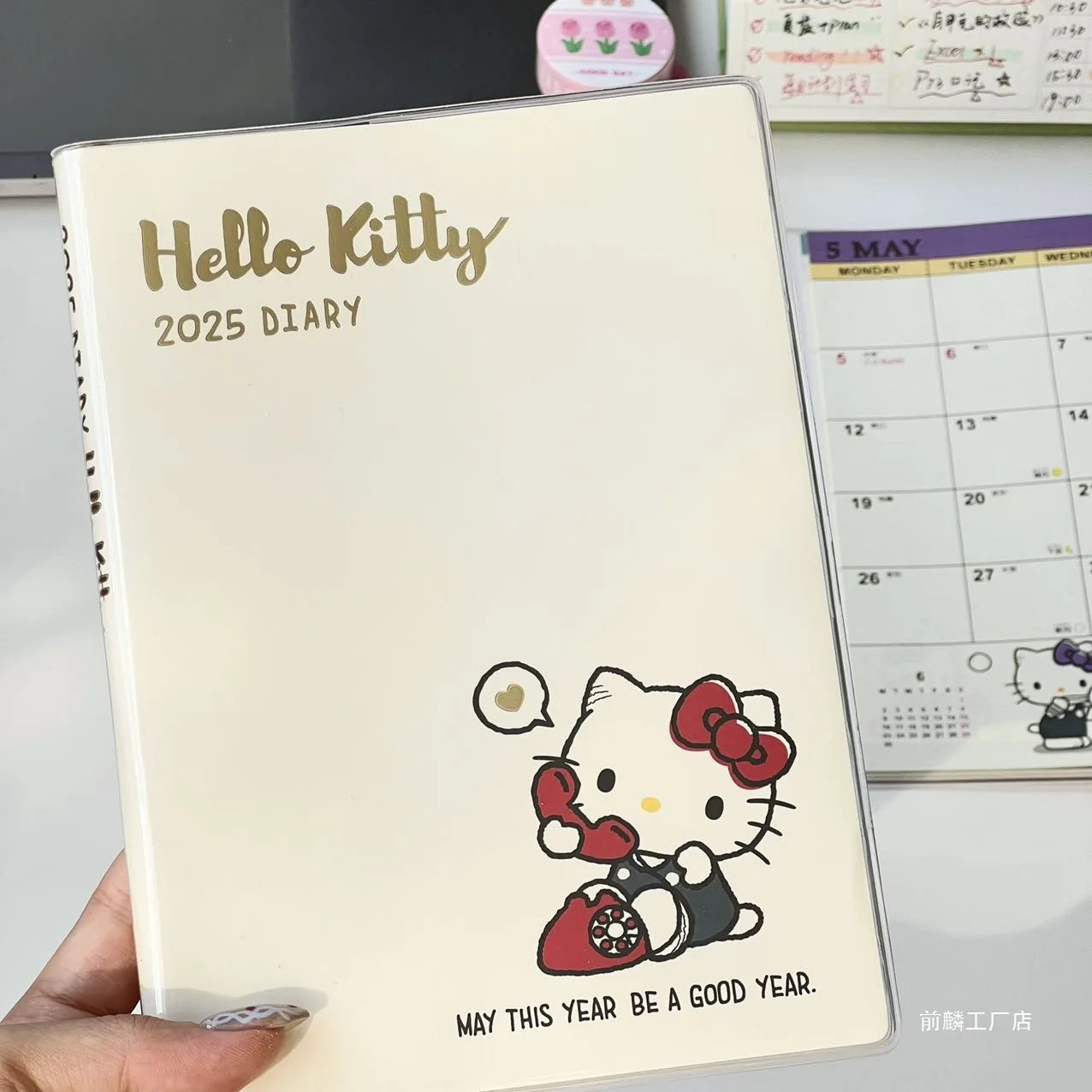2025 Pink Cute Cat 96 Sheet  Notebook Diary Agenda Planner Paper Cover School Stationery